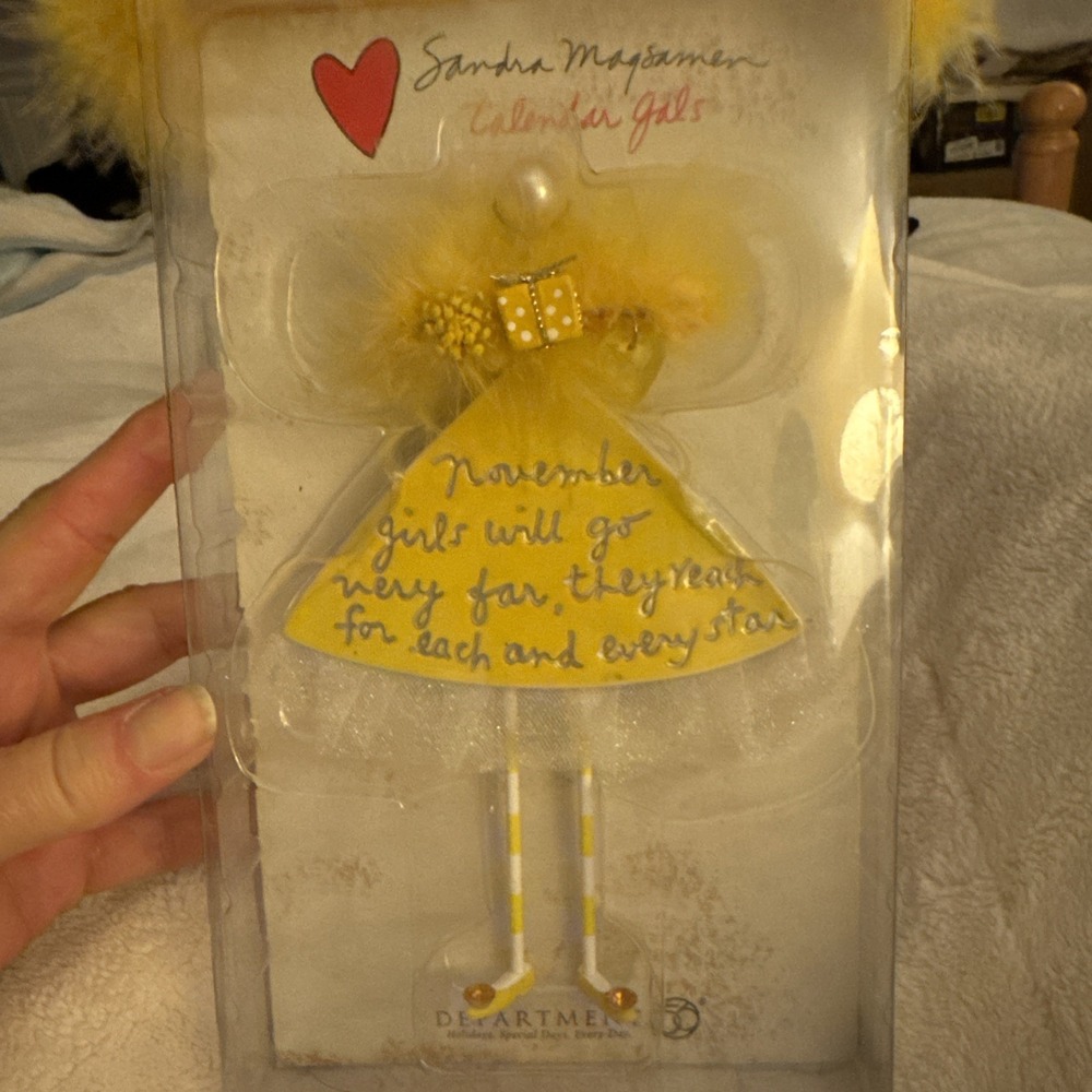VTG Dept 56 NOVEMBER Birthday Girl Angel gift wall decor/ornament Calendar Gals